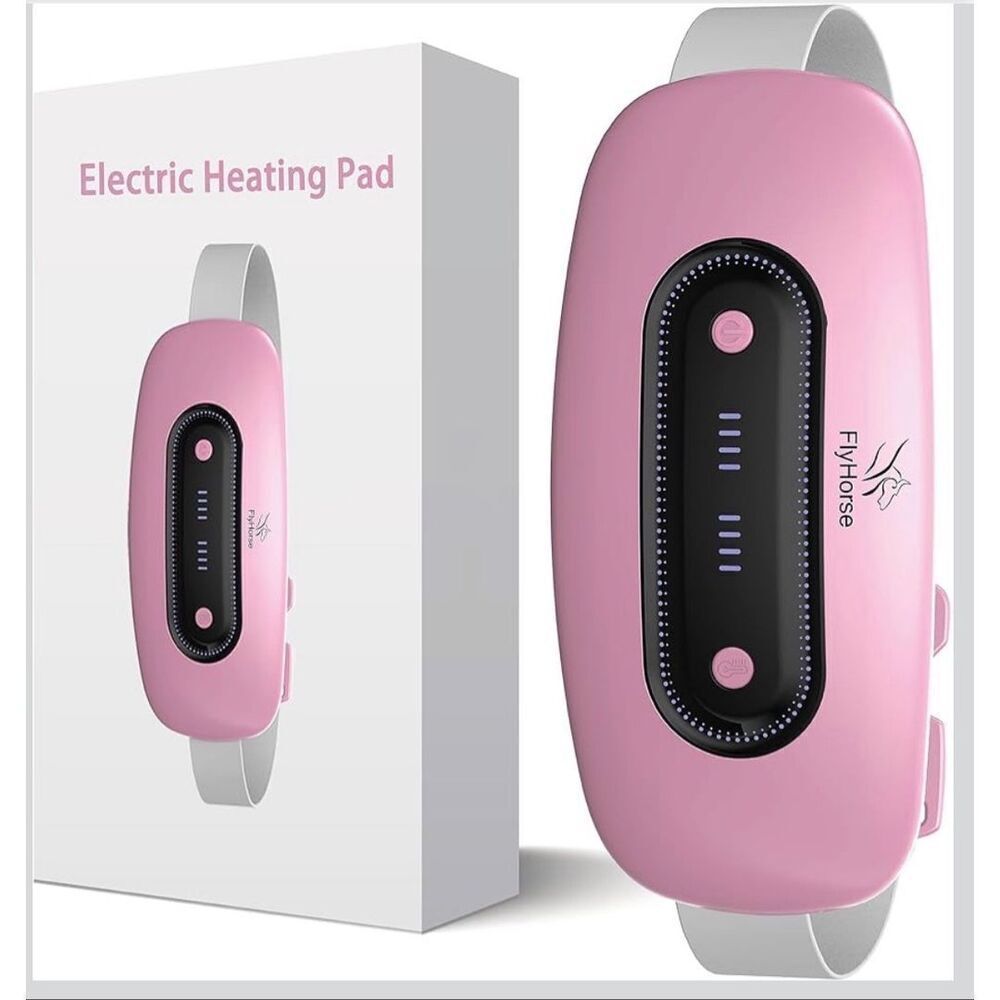 Electric Heating Pad Portable Cordless with 4 Heat Levels & 4 Massage Modes Pink